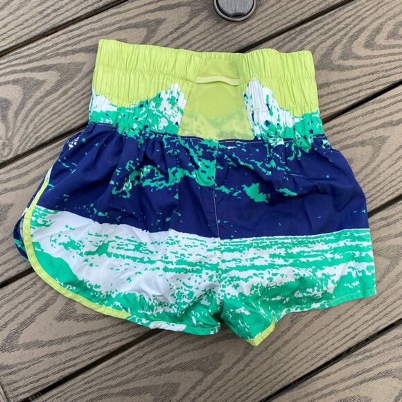 Free People size xs green blue yellow way home shorts atheltic - Picture 5 of 7